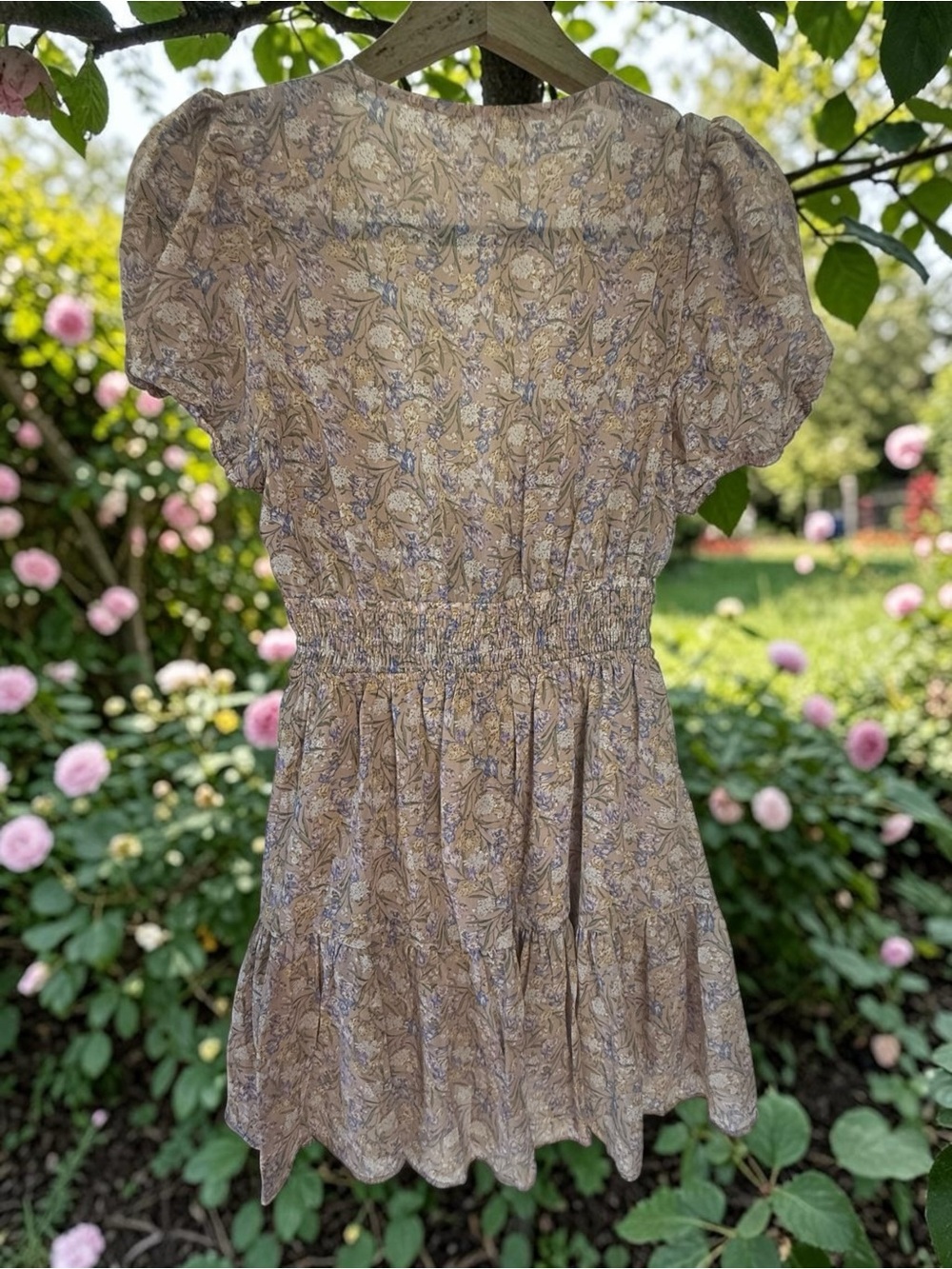 Blush BJ Floral Tie-Front Smocked Mini Dress | Size Small | like new! - Picture 6 of 7
